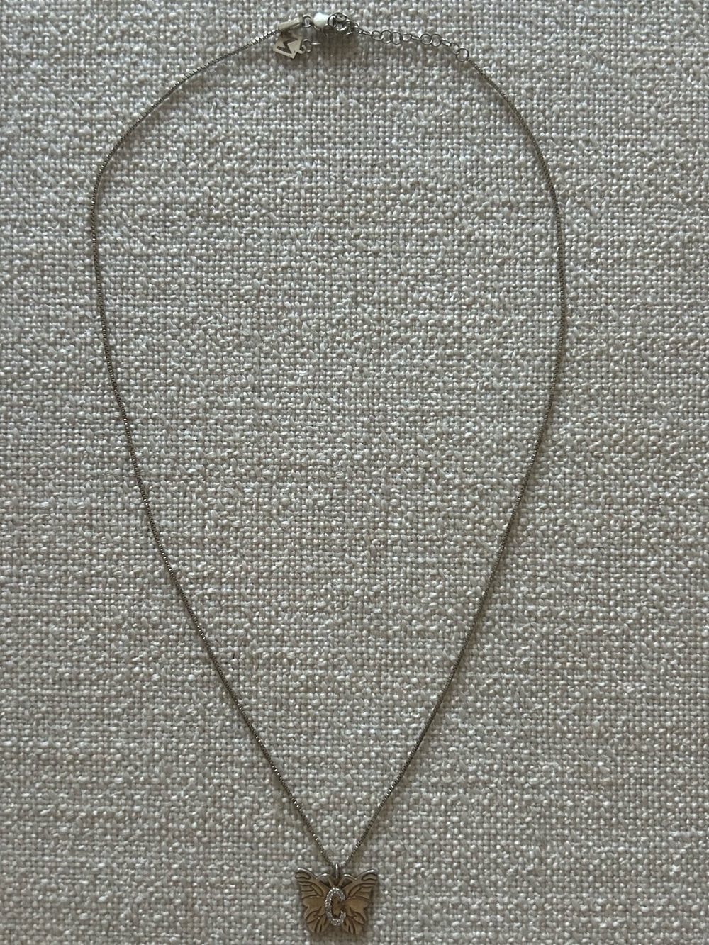 Gold Butterfly Pendant Necklace Letter C - Delicate Women's Jewelry